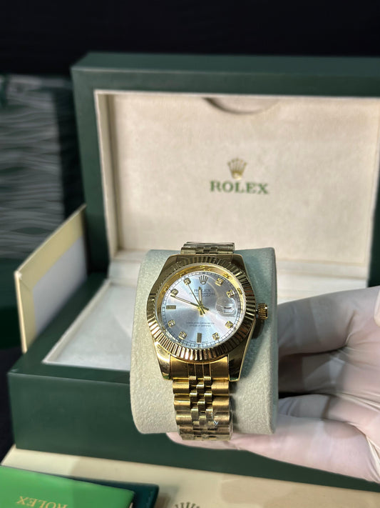 ROLEX  Date-Just  Gold Edition – Silver Diamond Dial
