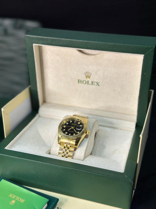ROLEX  Date-Just Gold Edition – Black Diamond Dial