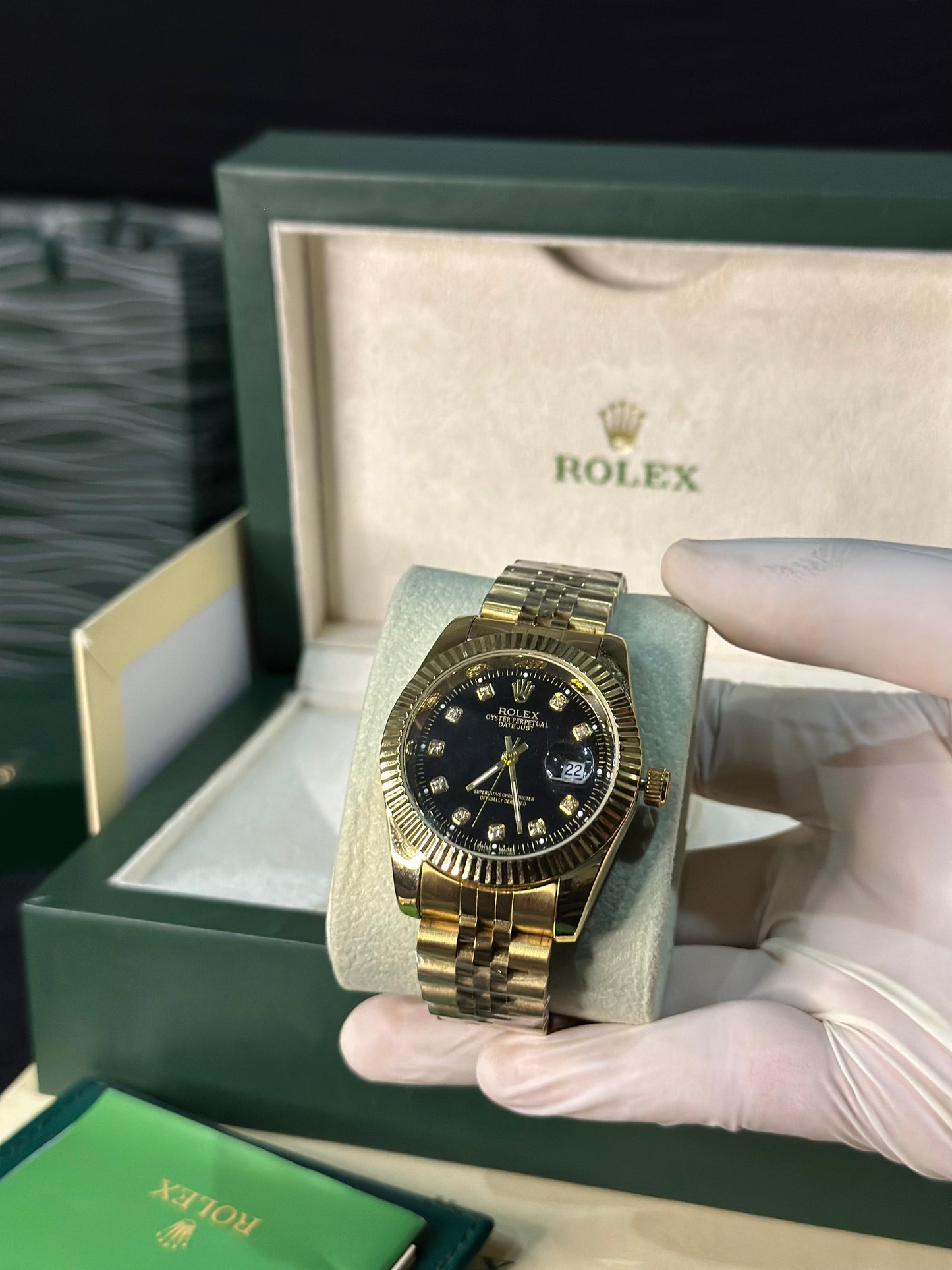 ROLEX  Date-Just Gold Edition – Black Diamond Dial