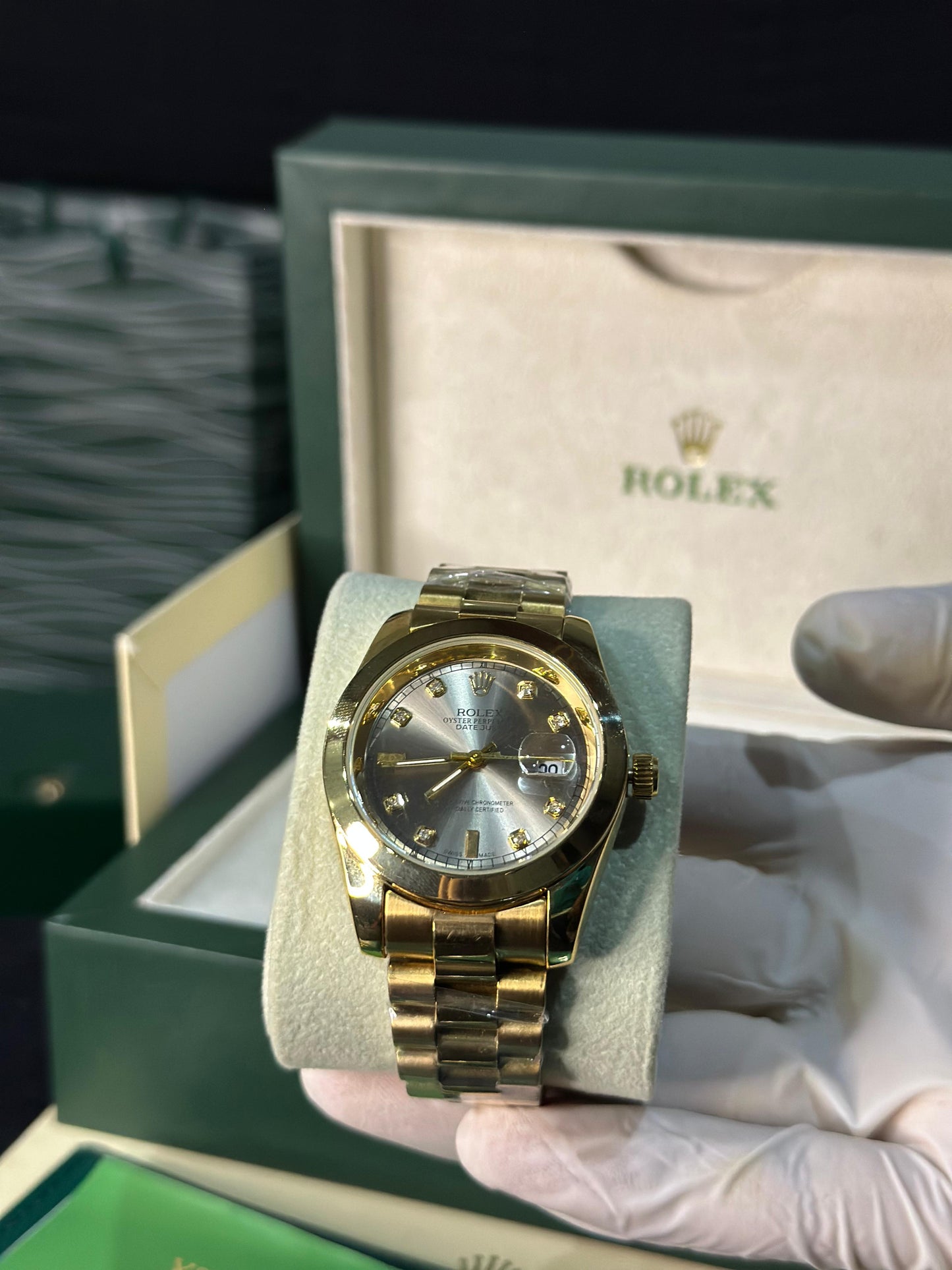 ROLEX  Date-Just  Two-Tone  Sunburst Silver Diamond Edition