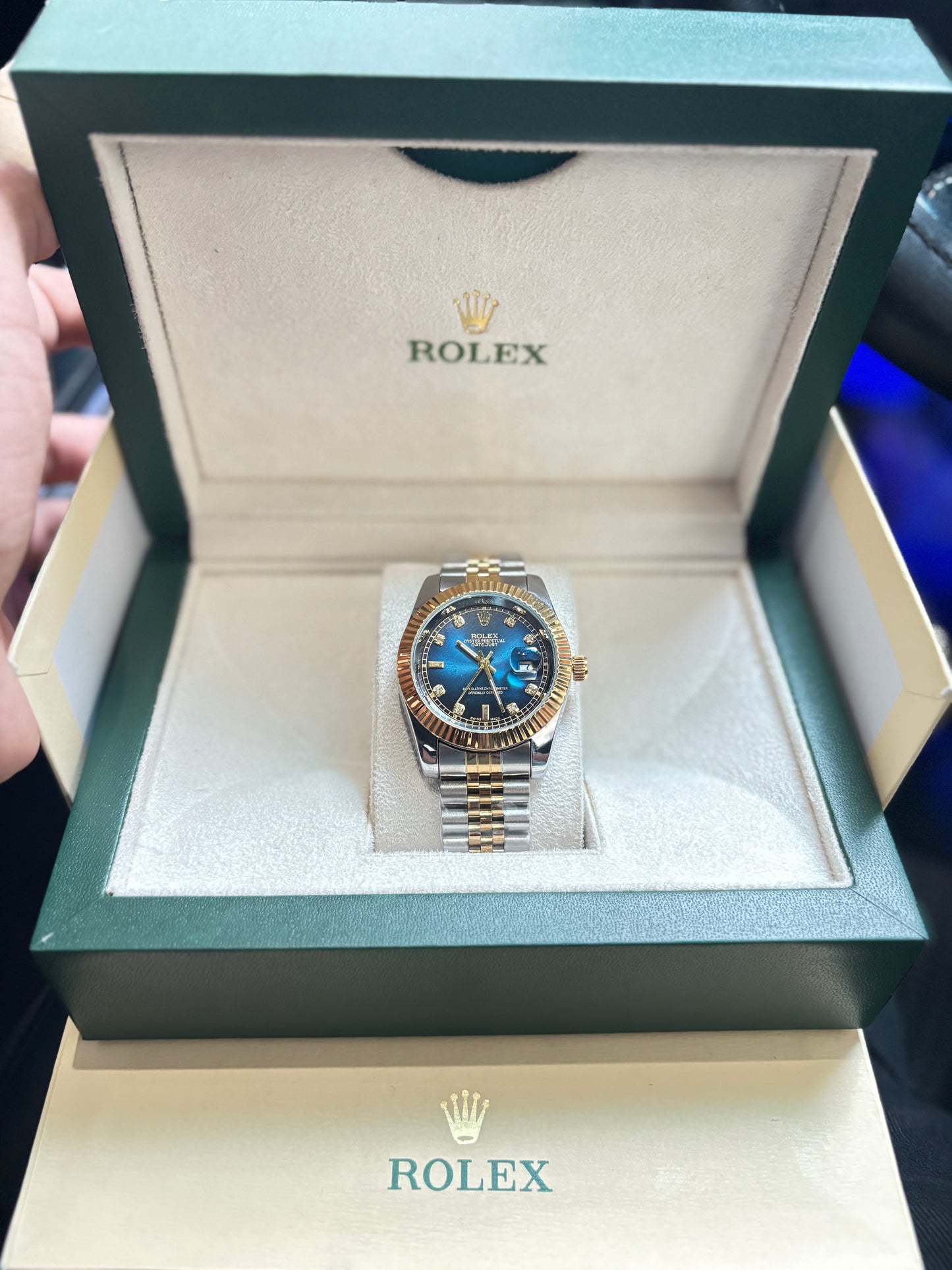 ROLEX  Date-Just  Two Tone - Blue Diamond Dial